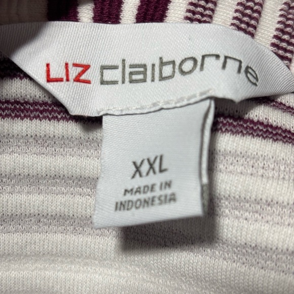 Liz Claiborne XXL Ladies pull on stripped top w/kangaroo pocket 28”L 22” p2p - Picture 8 of 9